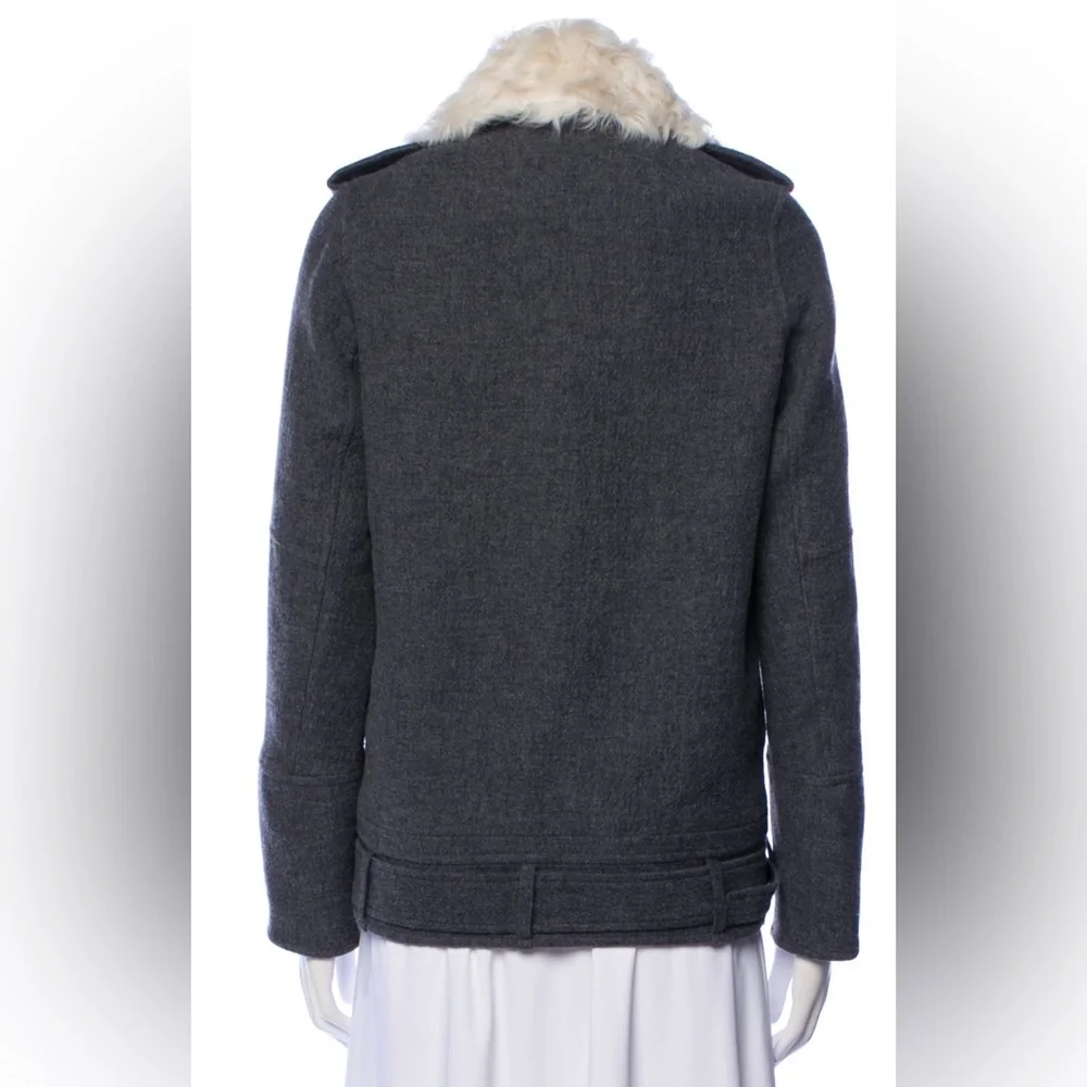 IRO Charcoal Jacket with Cream Faux Fur Collar NWOT - Picture 3 of 8